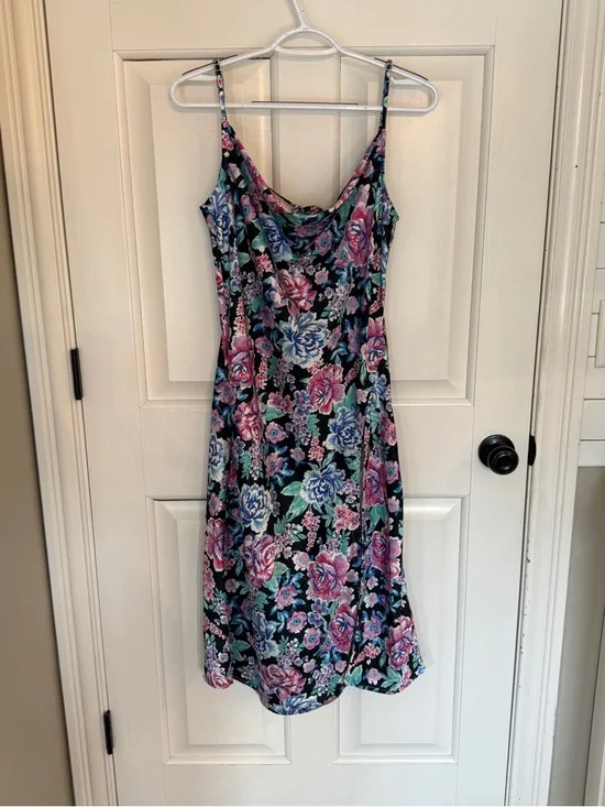 For Love & Lemons Morgan Floral Slip Dress M Cowl Neck Satin Midi 25259 - Picture 3 of 12
